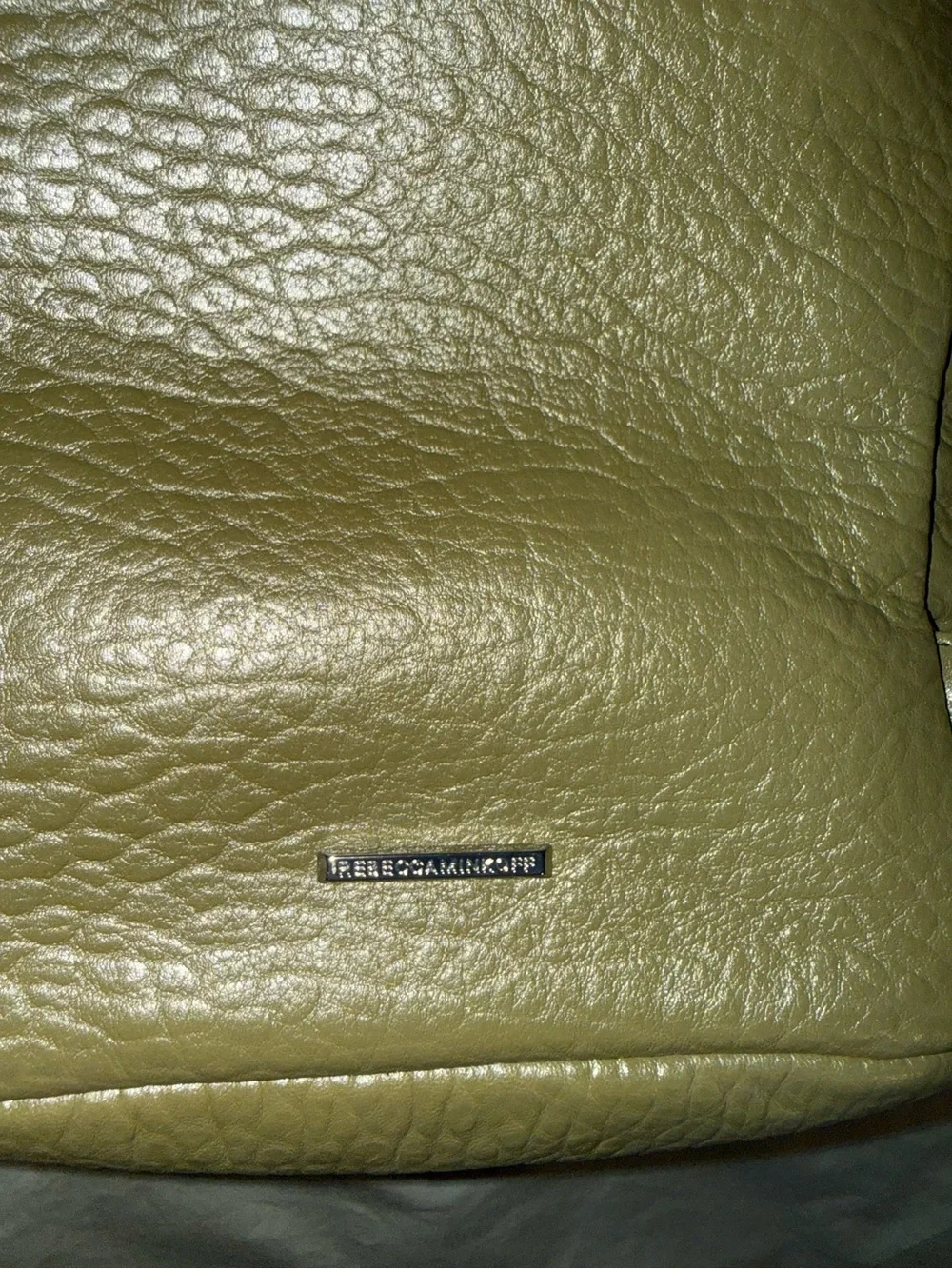 rebecca minkoff mini olive green julian pebbled leather backpack